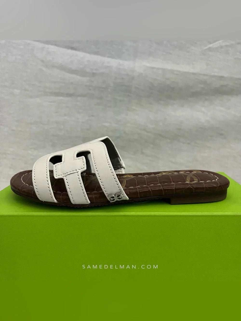 Sam Edelman Bay White Leather Cutout Slide Sandals